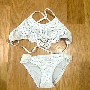 PilyQ girls crochet/lace white bikini 6